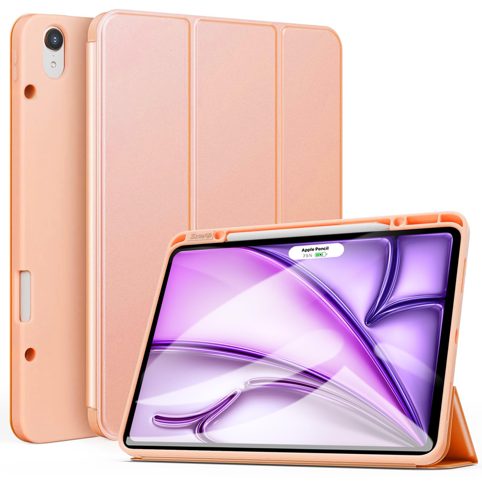 iPad Air 13 Inch (M2) /iPad Pro 12.9 3rd Generation 2018 Slim Soft TPU Back Trifold Smart Case-Blue