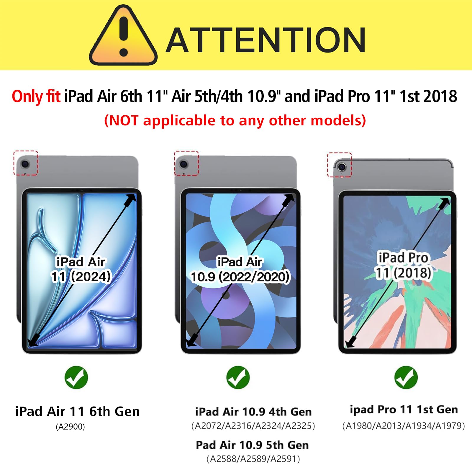 iPad Air 6th Generation 11 Inch & iPad Air 5th/4th Gen 10.9 Inch TPU Back Slim Trifold Smart Case-Black,Green