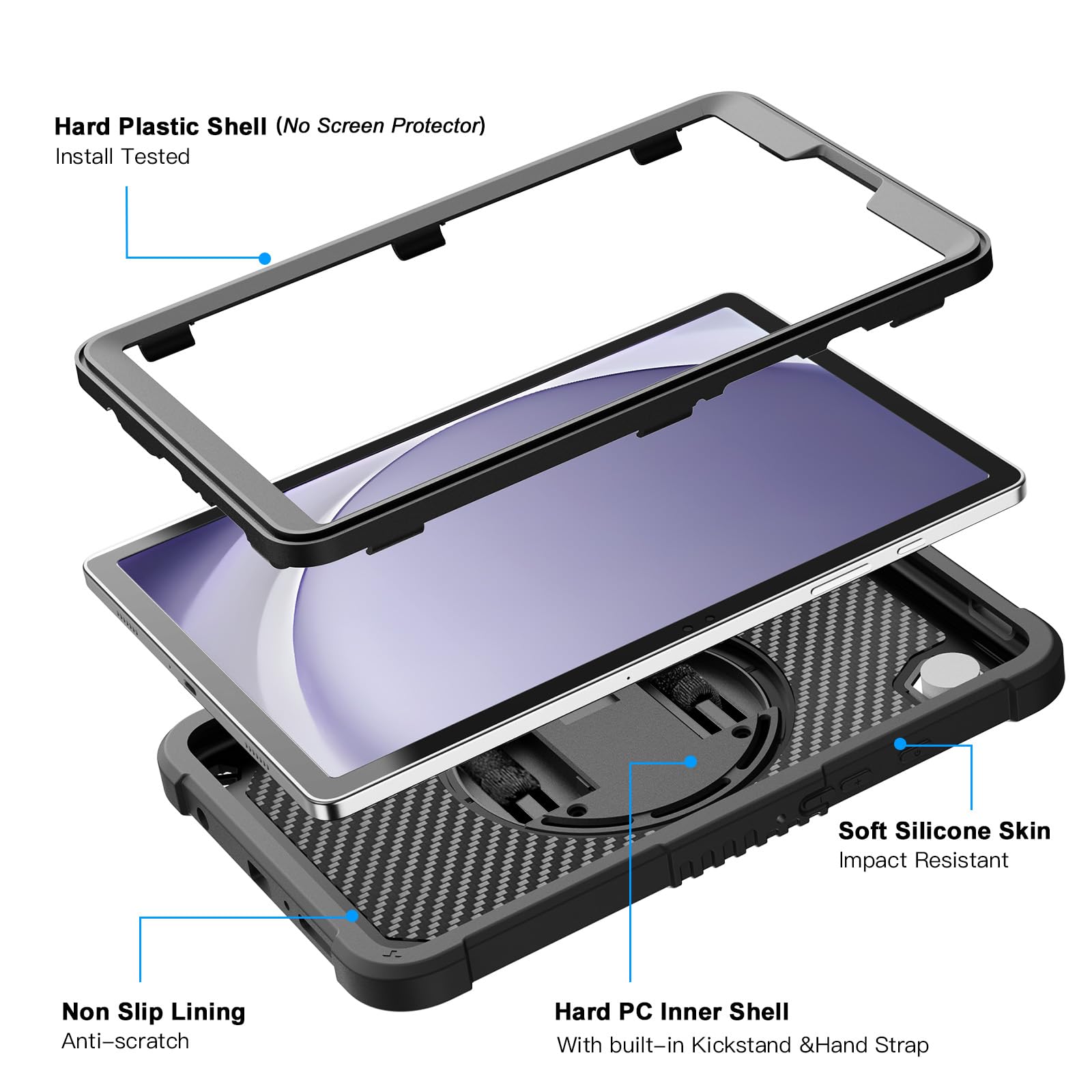 ZtotopCases for Samsung Galaxy Tab A9 Case 8.7 Inch 2023, Full Body Cover  with 360 Rotating Hand Strap & Shoulder Strap Heavy Duty Shockproof
