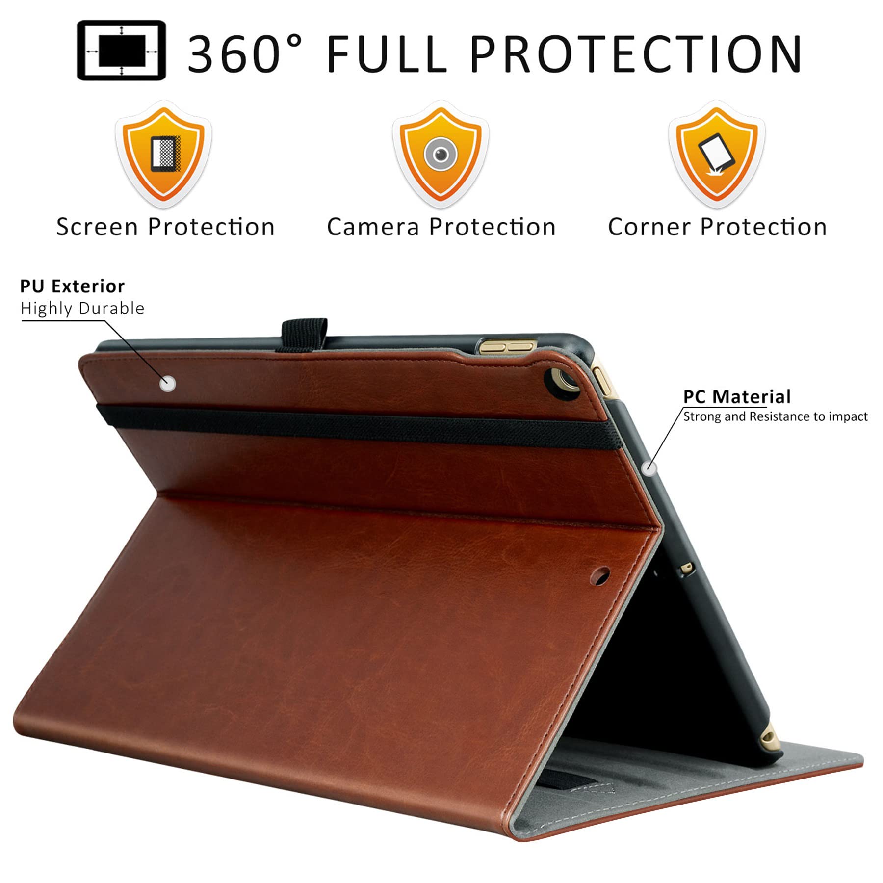 iPad Air 3rd Generation 2019/iPad Pro 10.5 Inch 2017 PU Leather Folding Stand Folio Cover Case-Black,Brown,Blue