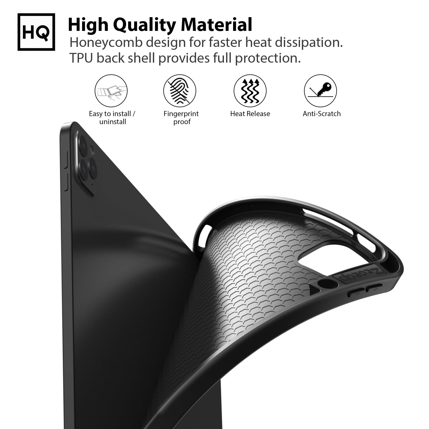 iPad Pro 12.9 Inch 6th/5th/4th/3rd Generation Slim Soft TPU Case-Black,Green,Blue