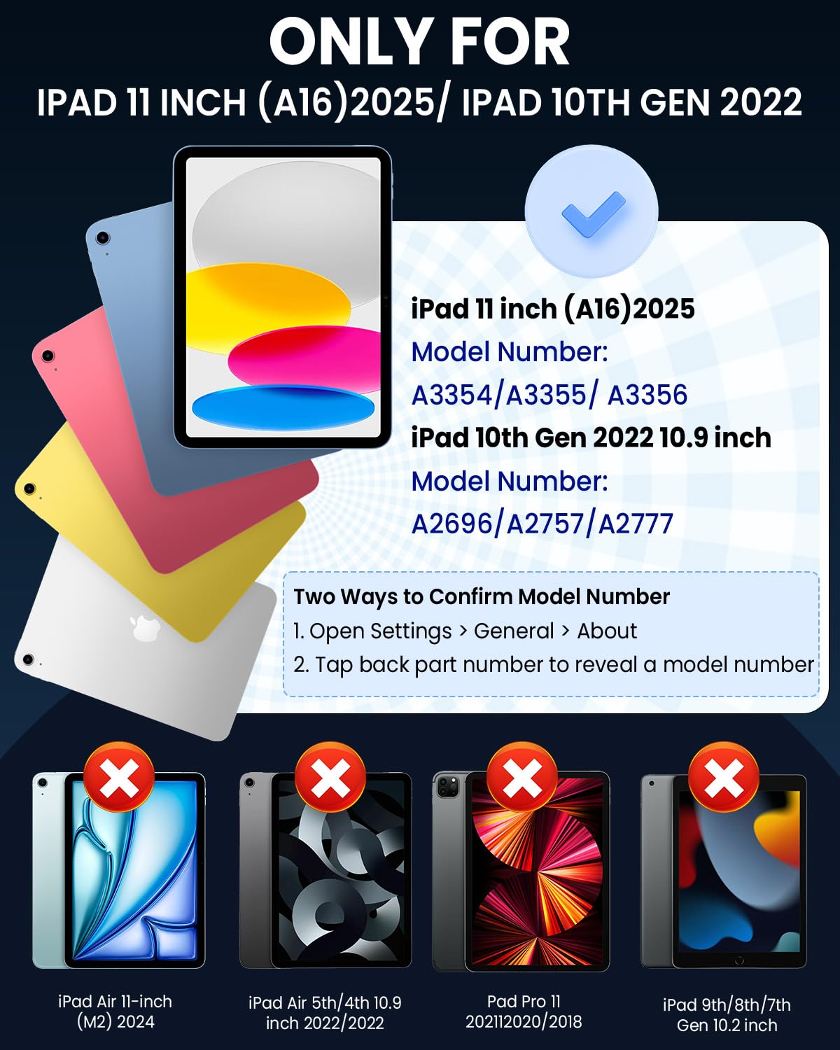 iPad (A16) 11th Generation 11 Inch 2025 iPad 10th Generation 10.9 inch 2022 with Screen Protector & 360° Rotate Hand Strap/Stand Heavy Duty Case for iPad 11th 2025(A3354/A3355)