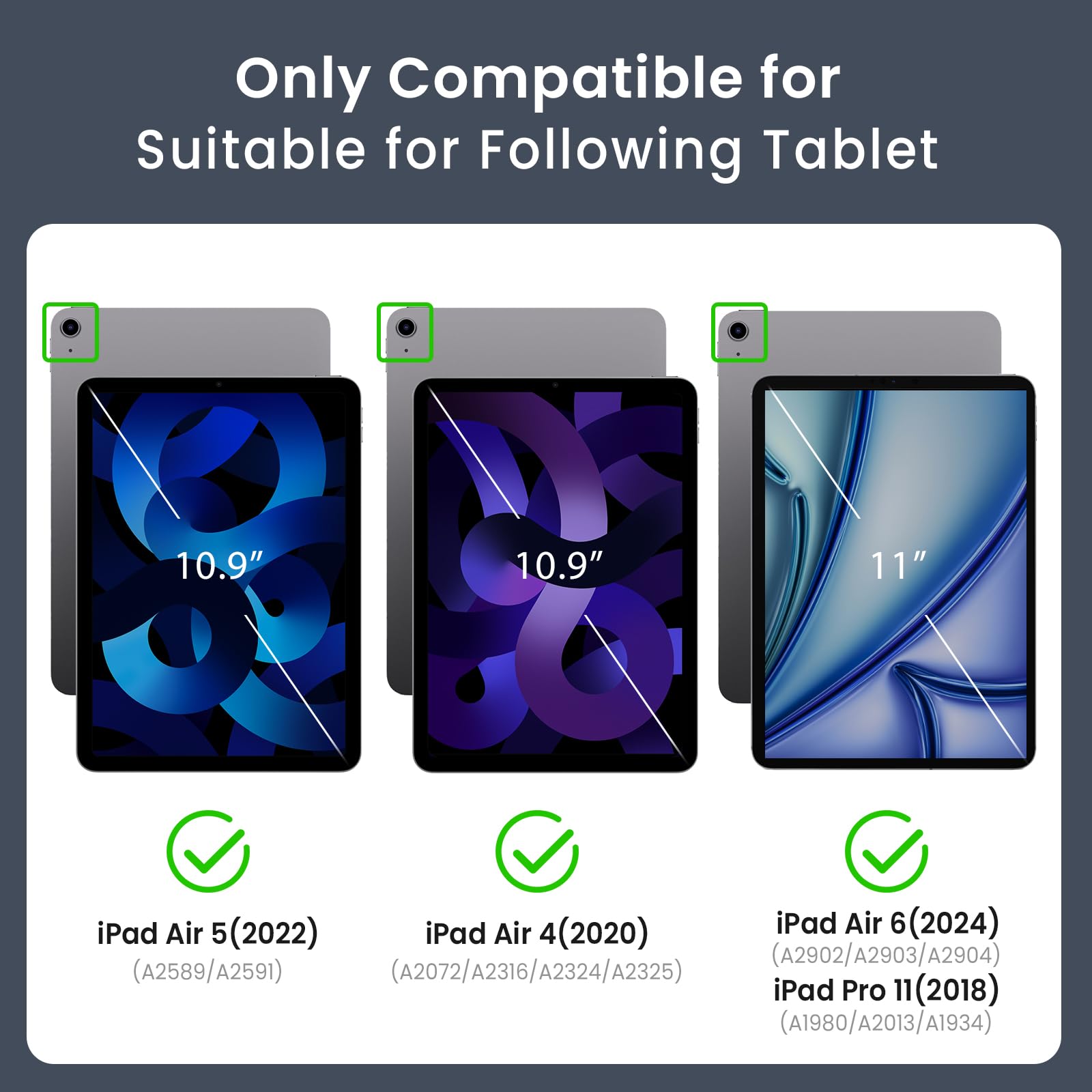 iPad Air 11 Inch M2(2024) iPad Air 5th Generation (2022)/ 4th Generation (2020) 10.9 Inch Leather Folio Case-Black