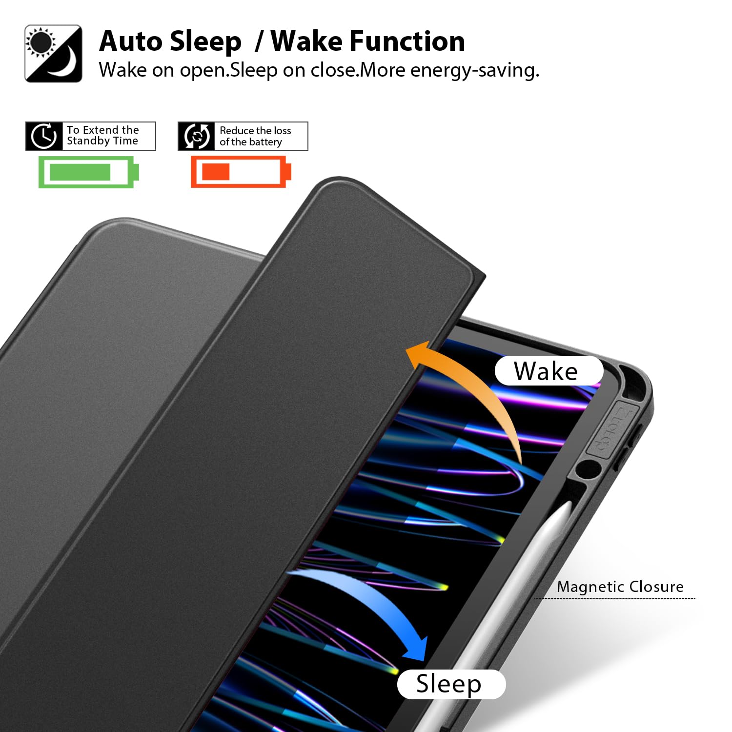 iPad Pro 12.9 Inch 6th/5th/4th/3rd Generation Slim Soft TPU Case-Black,Green,Blue