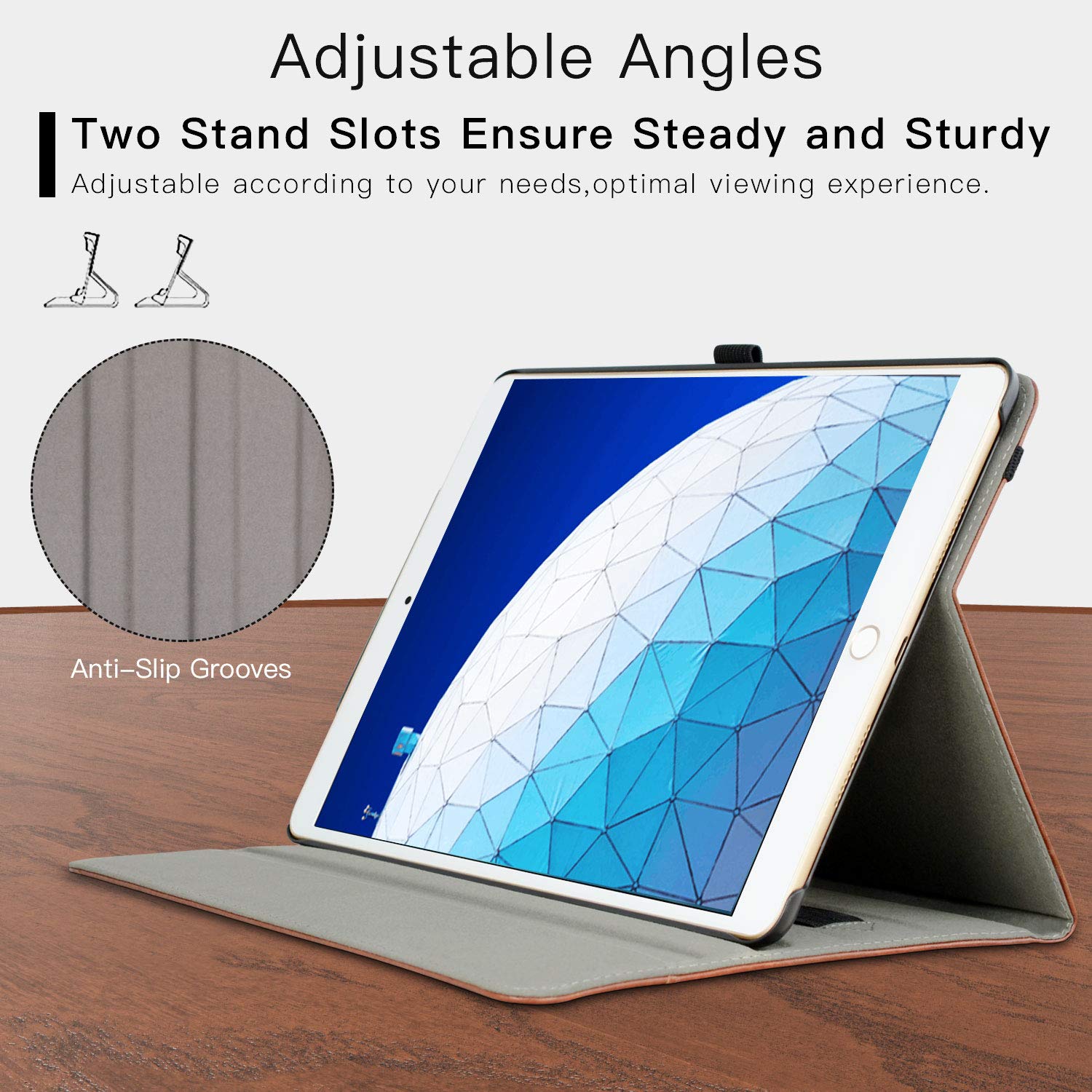 iPad Air 3rd Generation 2019/iPad Pro 10.5 Inch 2017 PU Leather Folding Stand Folio Cover Case-Black,Brown,Blue