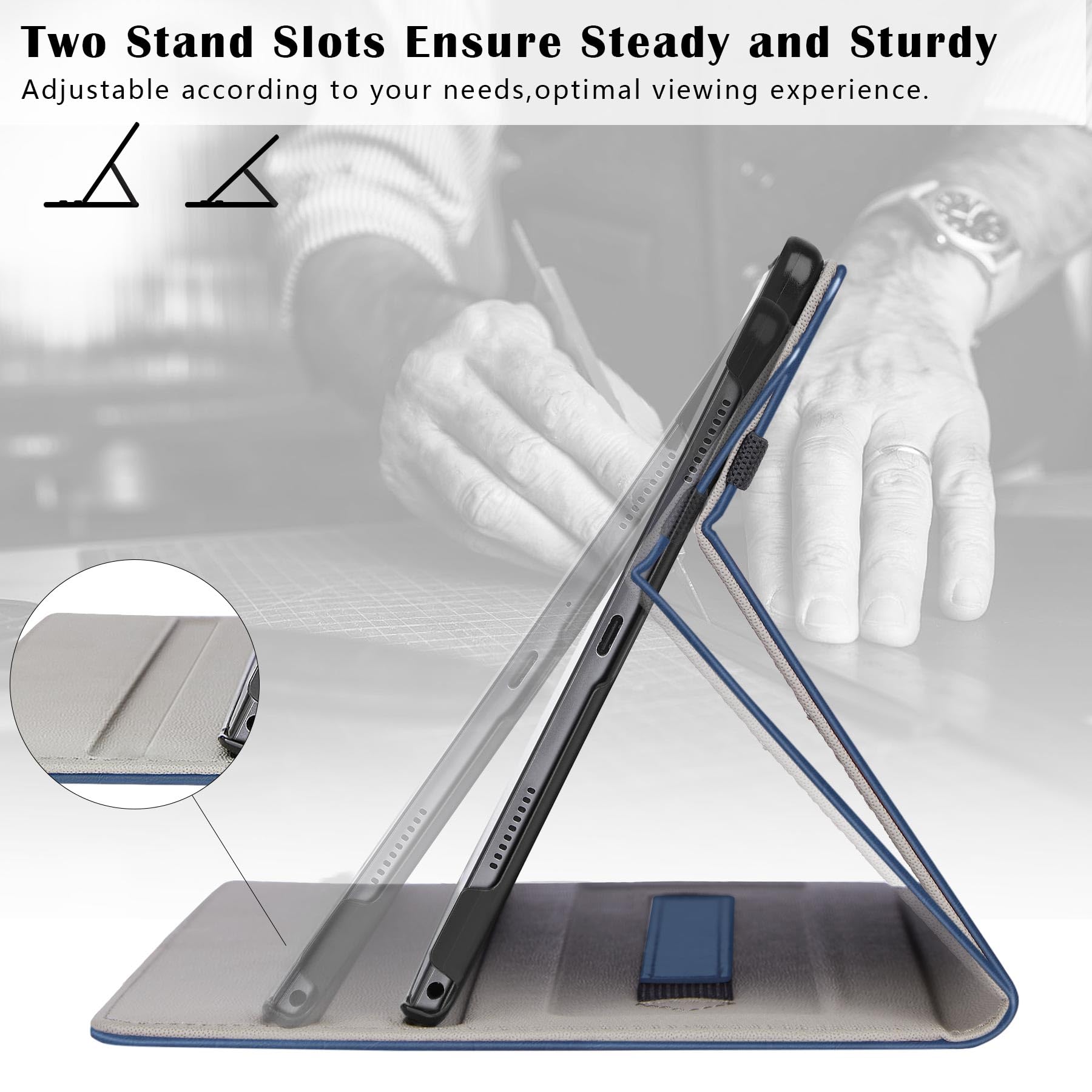 ZtotopCases for Samsung Galaxy Tab A9 Case 2023, Premium PU Leather Business Stand Folio Cover with Multiple Viewing Angles for Samsung A9 Tablet, Blue