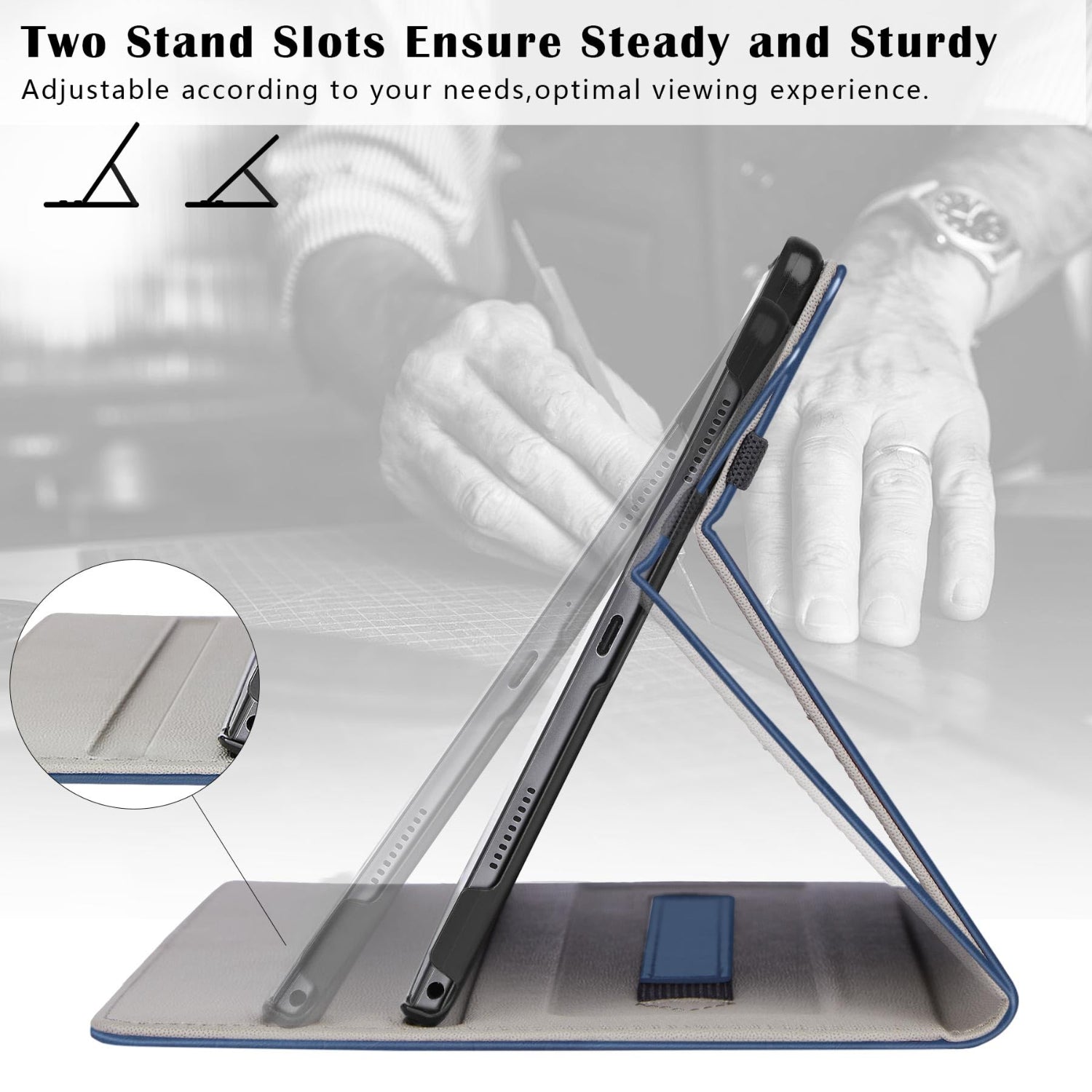 Samsung Galaxy Tab A9 Case 8.7 Inch, Premium PU Leather Business Stand Folio Cover with Multi-Viewing Angles Case-Blue