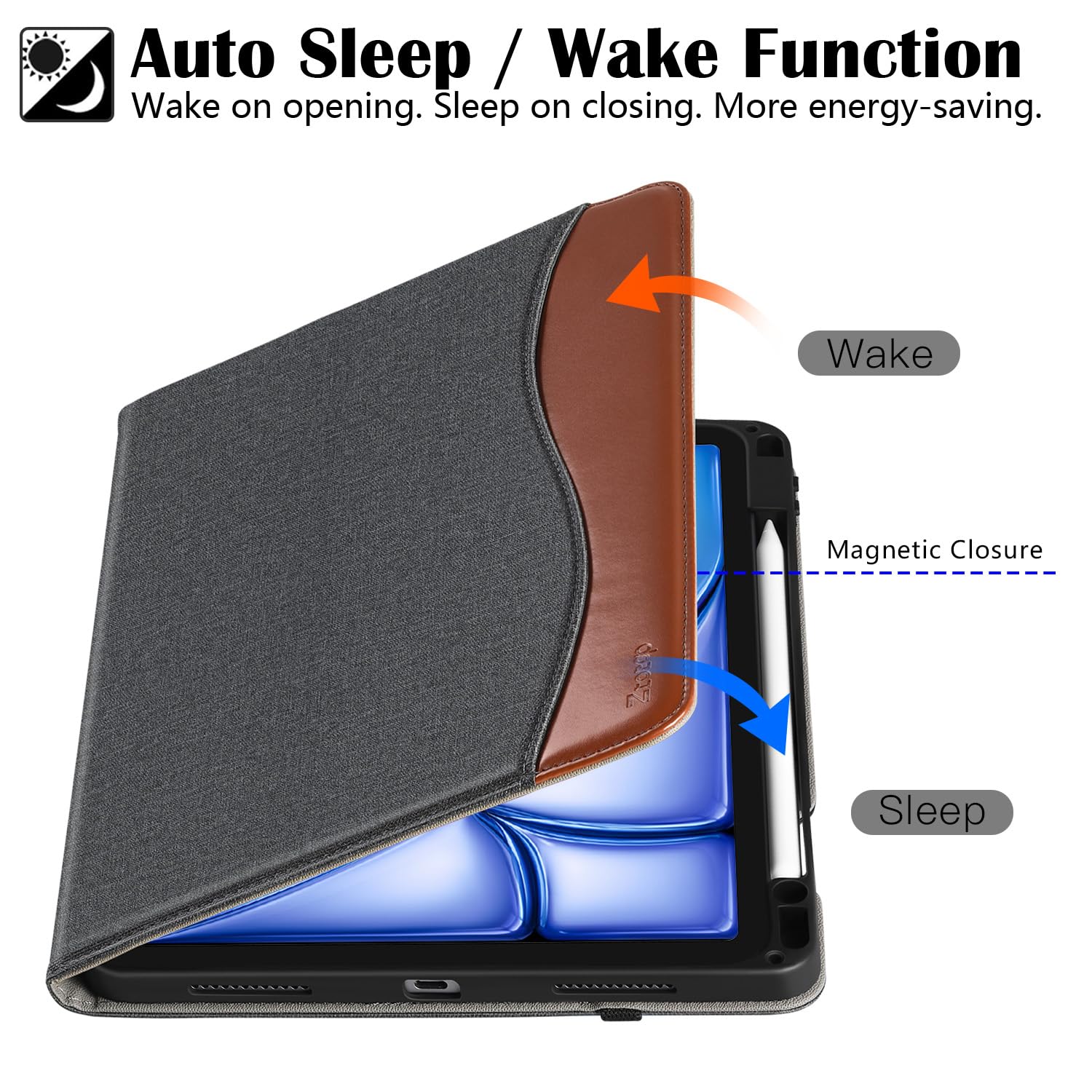 iPad Air 11 Inch M2(2024) iPad Air 5th Generation (2022)/ 4th Generation (2020) 10.9 Inch Leather Folio Case-Denimblack