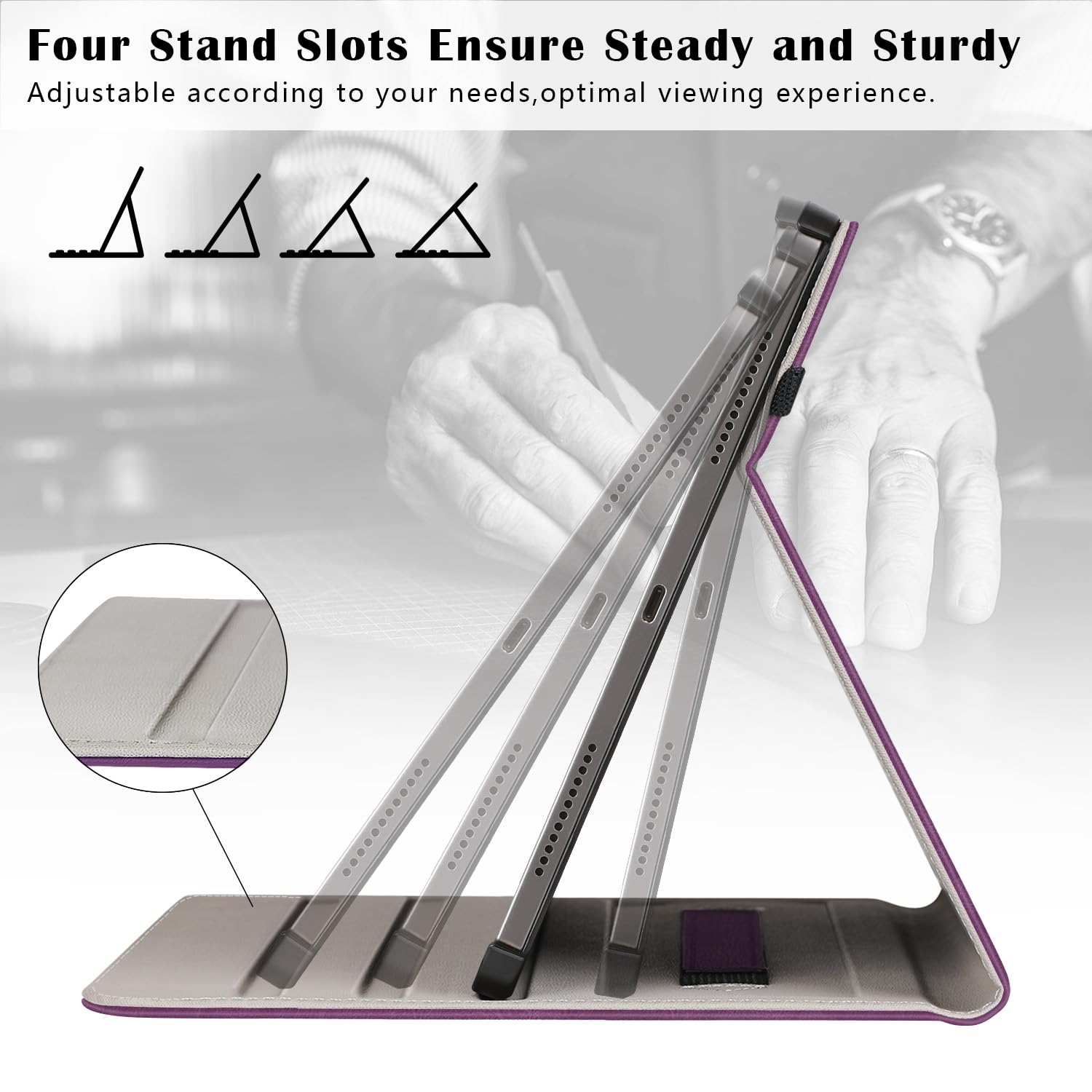 𝐢𝐏𝐚𝐝 𝐏𝐫𝐨 𝟏𝟑 Inch Case 2024(M4),7th Generation/Pro 12.9" in 6th/5th/4th Gen PU Leather Smart Folio Cover Case-Purple