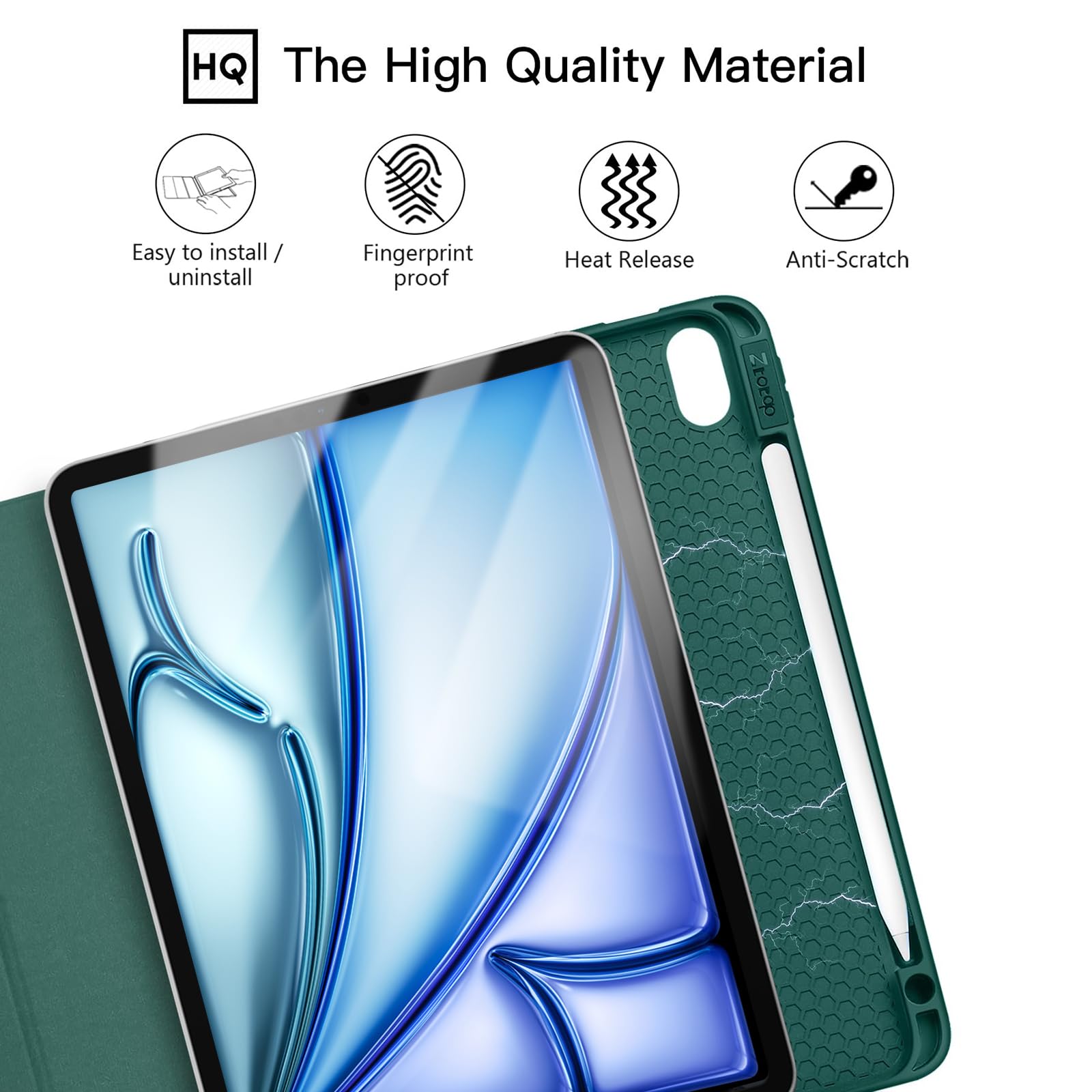 iPad Air 6th Generation 11 Inch & iPad Air 5th/4th Gen 10.9 Inch TPU Back Slim Trifold Smart Case-Black,Green