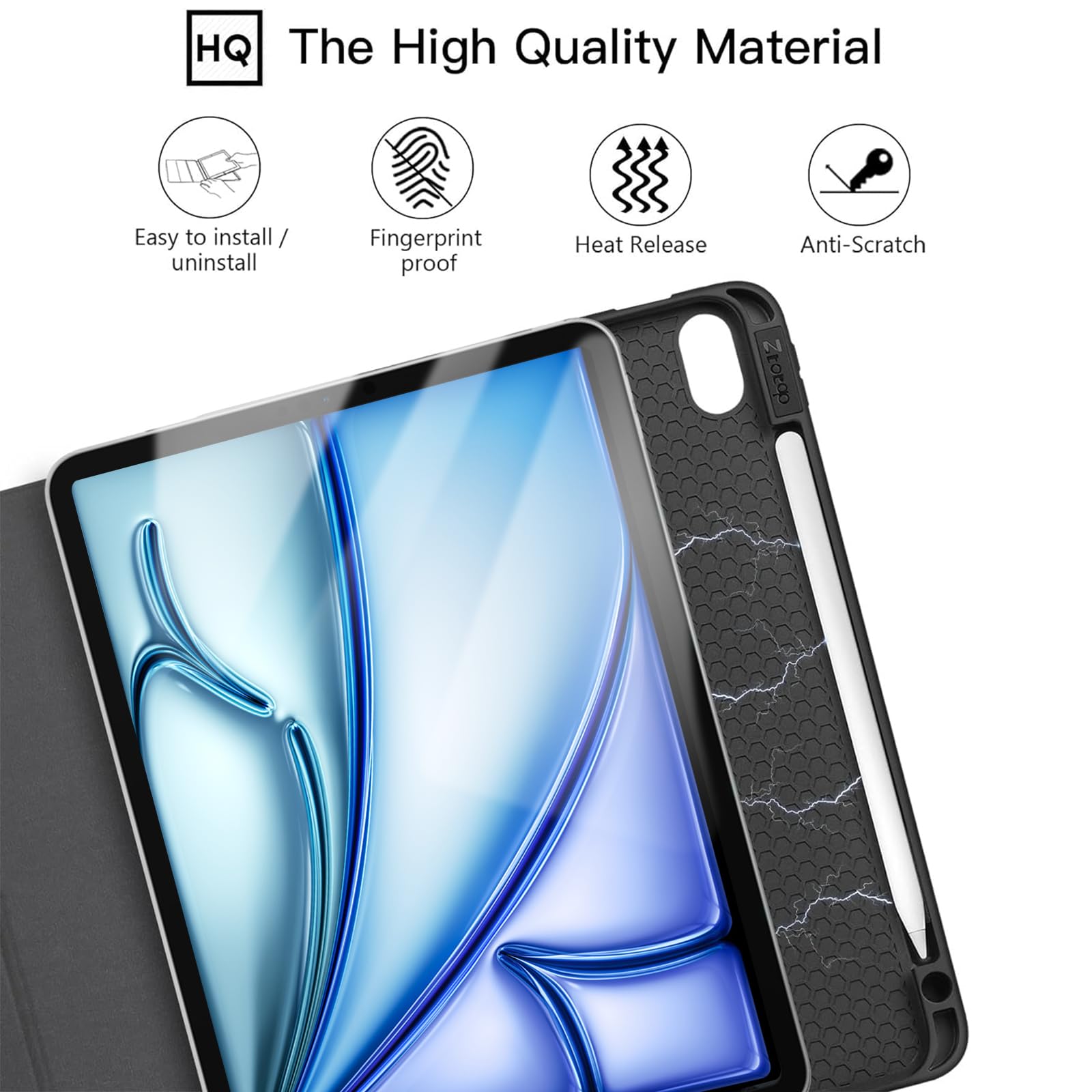 iPad Air 6th Generation 11 Inch & iPad Air 5th/4th Gen 10.9 Inch TPU Back Slim Trifold Smart Case-Black,Green