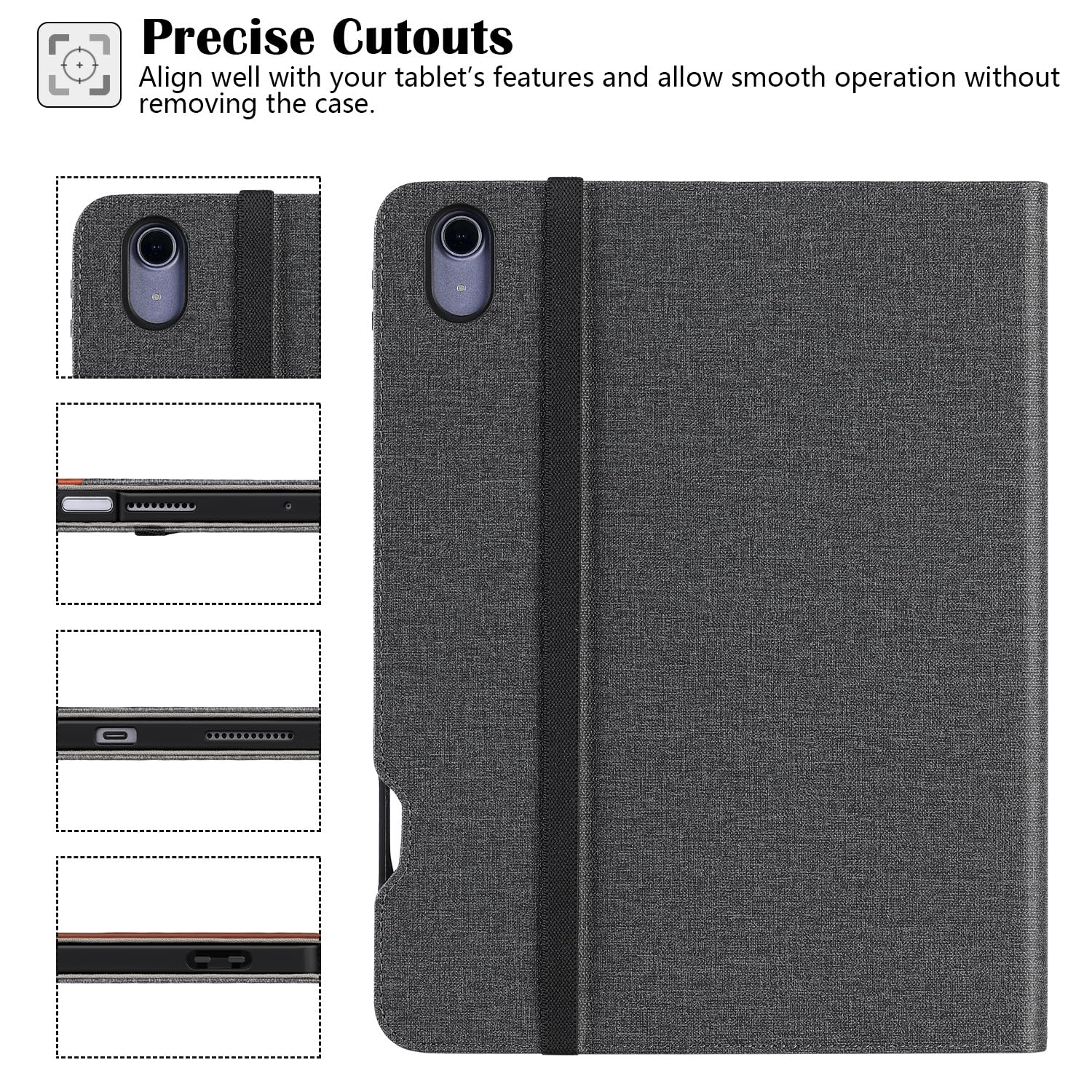 iPad Air 11 Inch M2(2024) iPad Air 5th Generation (2022)/ 4th Generation (2020) 10.9 Inch Leather Folio Case-Denimblack
