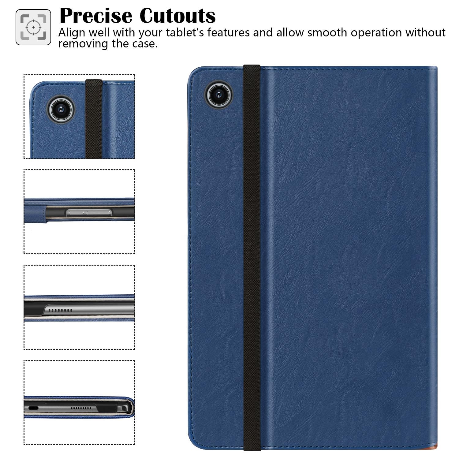 Samsung Galaxy Tab A9 Case 8.7 Inch, Premium PU Leather Business Stand Folio Cover with Multi-Viewing Angles Case-Blue