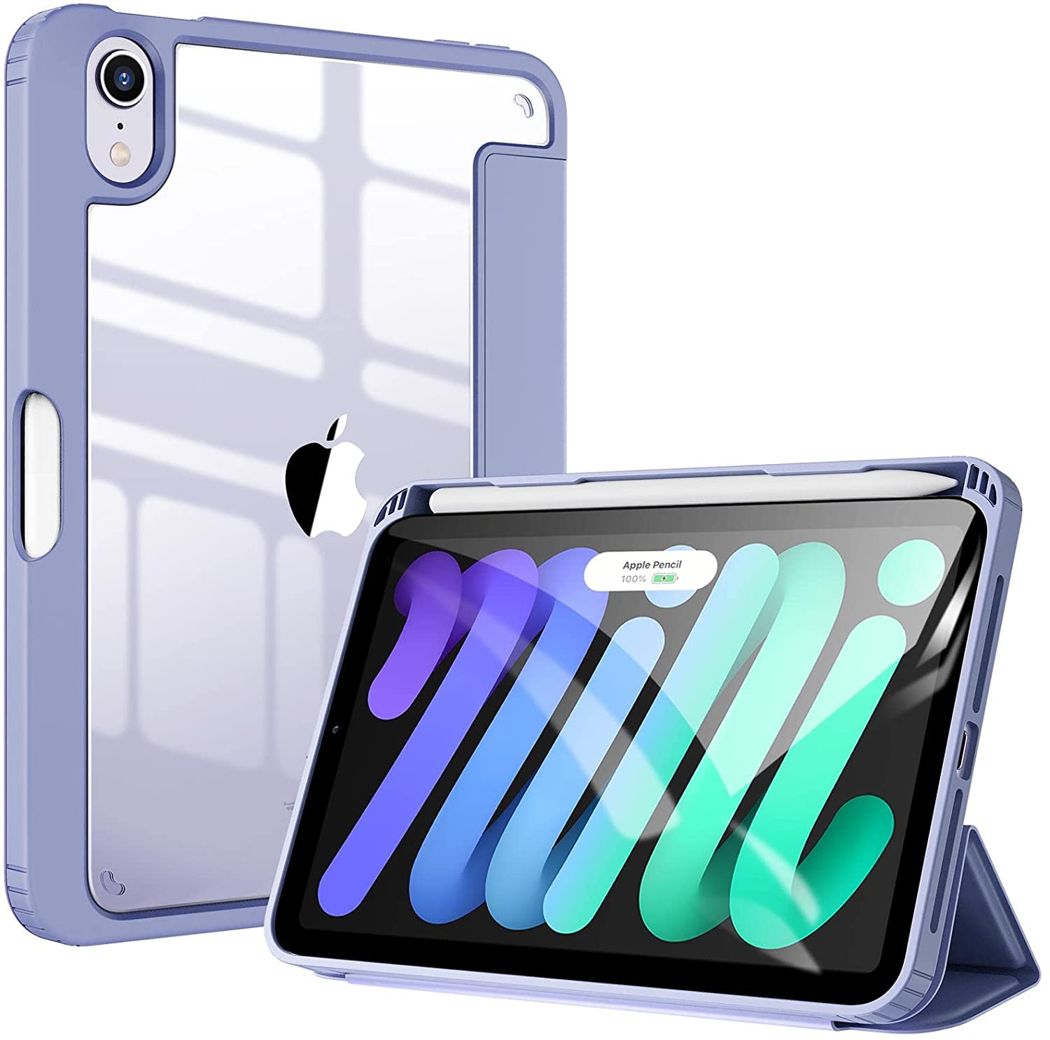 iPad Mini 6 Slim Trifold Case with Transparent Back