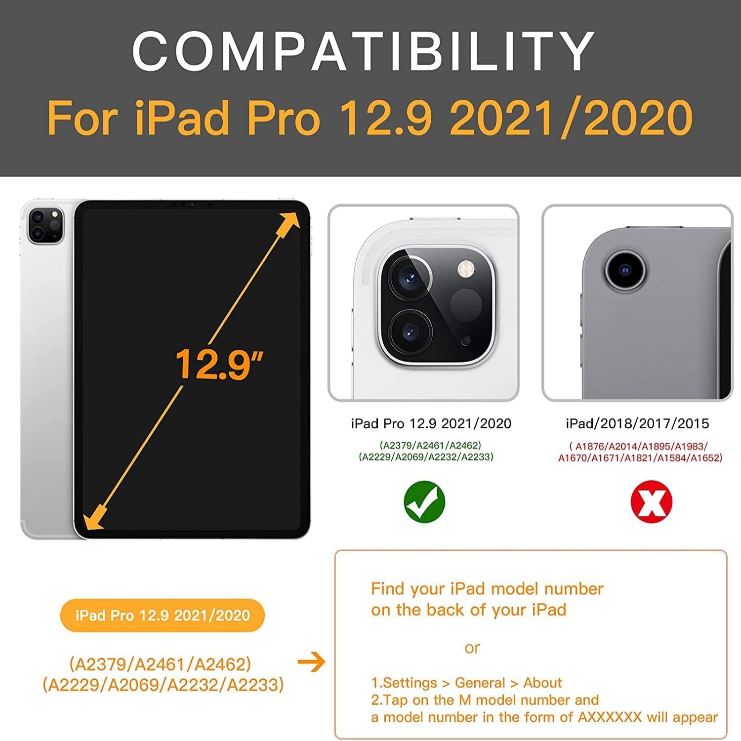 iPad Pro 12.9 Case 6th/5th/4th Generation 2022/2021/2020 Premium PU Leather Folio Case