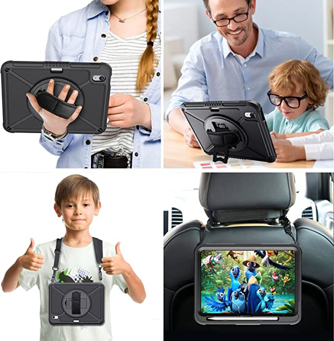 iPad 10th Generation Case  with Strap, Shockproof Rugged Drop Protection Case