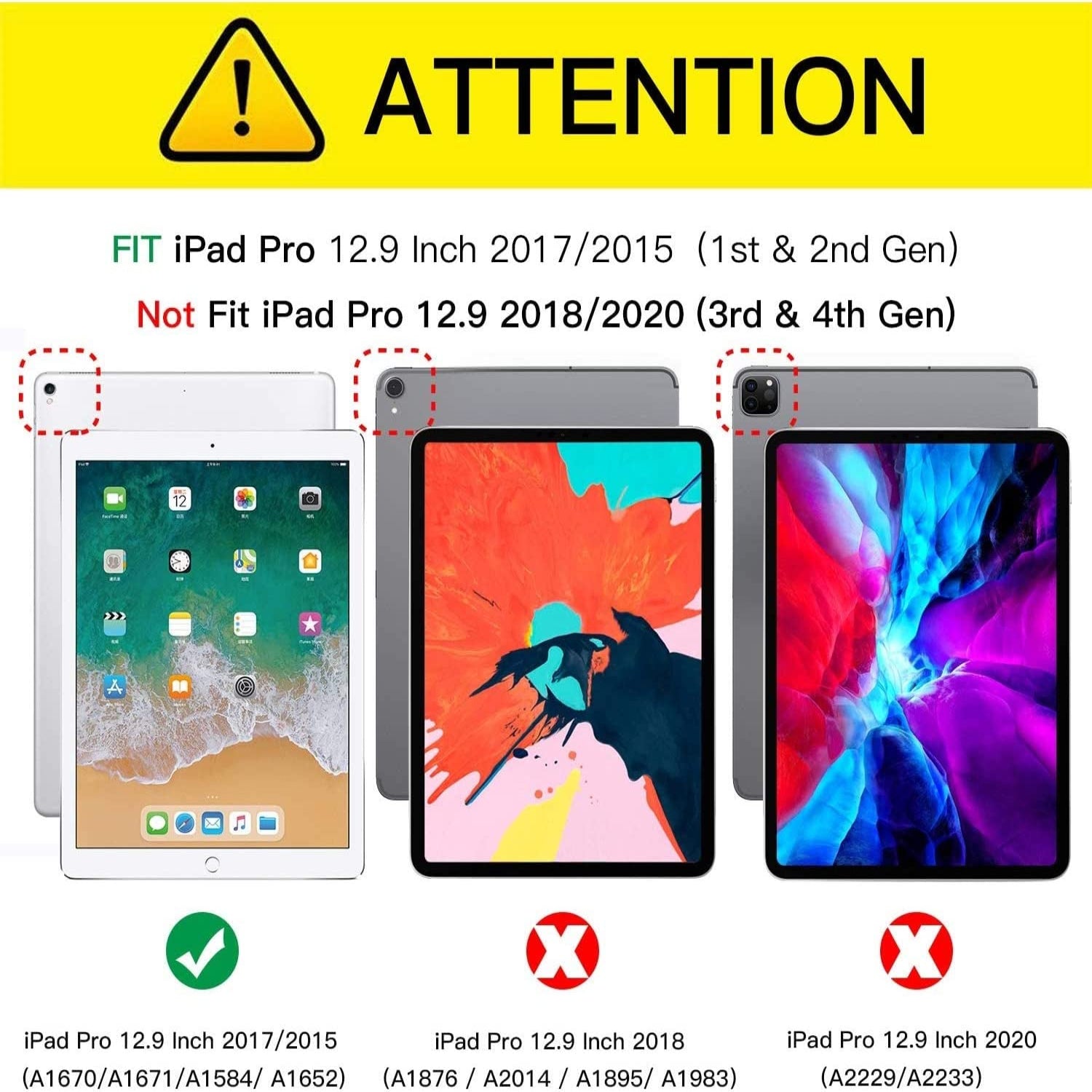 iPad Pro 12.9 Inch 2017/2015 (1st & 2nd Generation) TPU Back Cover Case-Black,Rose Gold