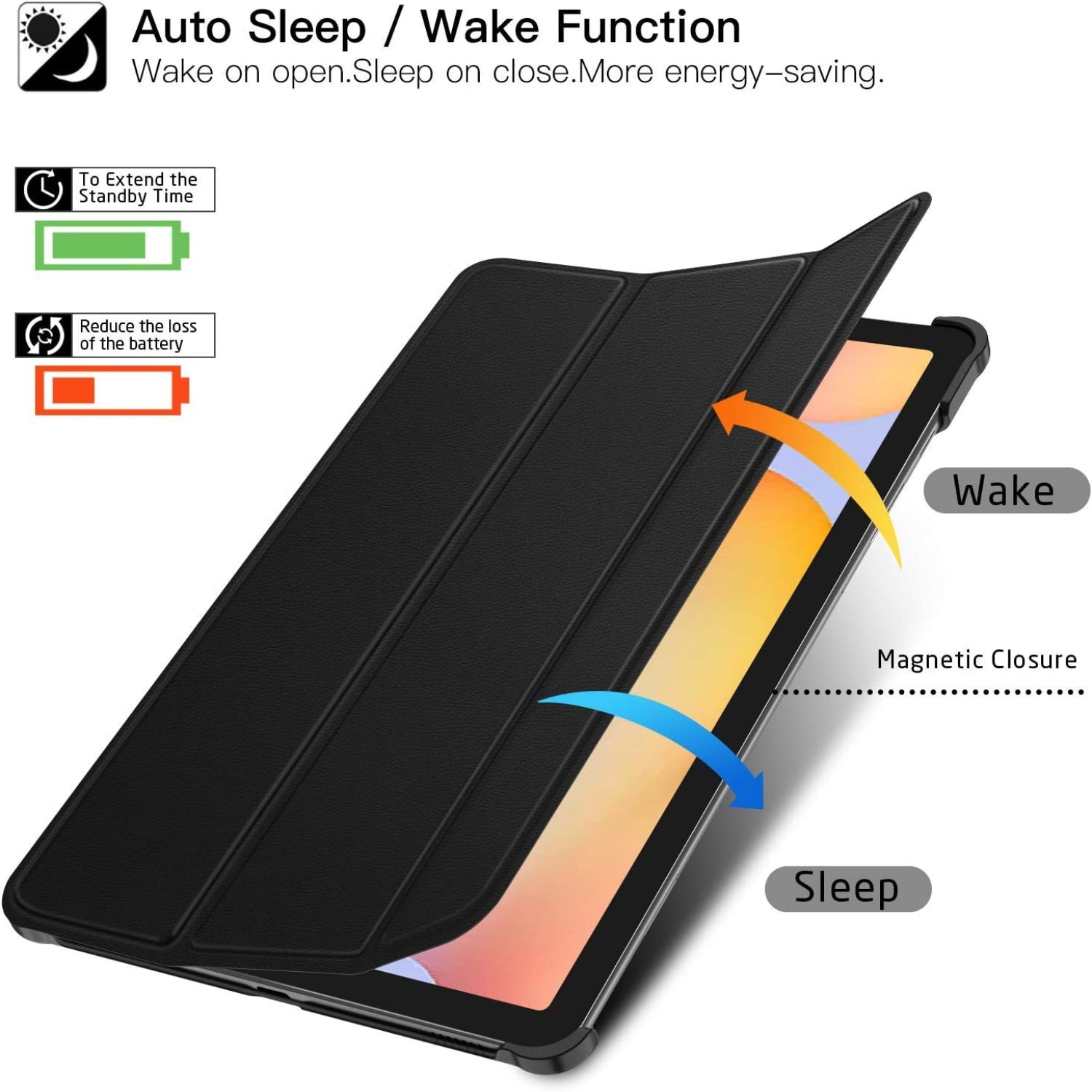Samsung Galaxy Tab S6 Lite 10.4 inch Trifold Stand Folio Case-Black,Navy Blue,Rose Gold