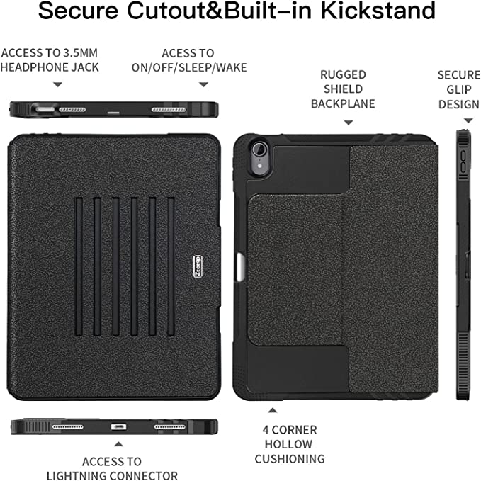 iPad 10th Generation 10.9 Inch 2022 Full Body Protective Cover Case-Black