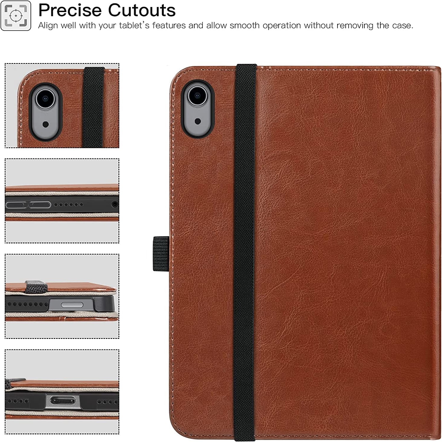 iPad Mini 6 8.3 Inch PU Leather Folio Stand Cover Case-Brown