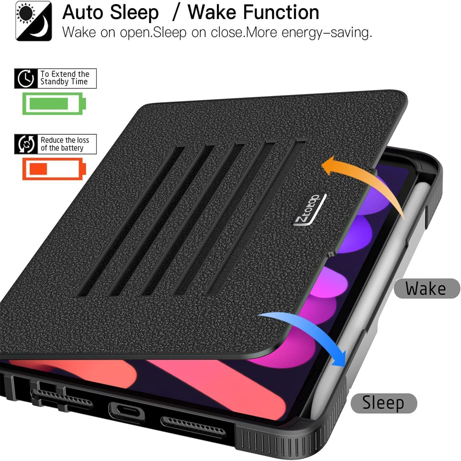 iPad Mini 6 8.3 Inch, Full Body Protective Cover Case-Black
