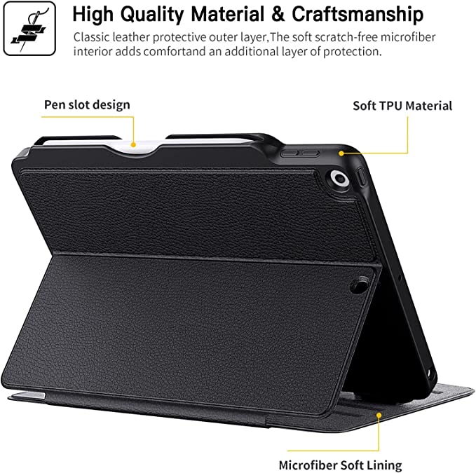 iPad 10.2-Inch [5 Viewing Angles] Premium Leather Folio Case