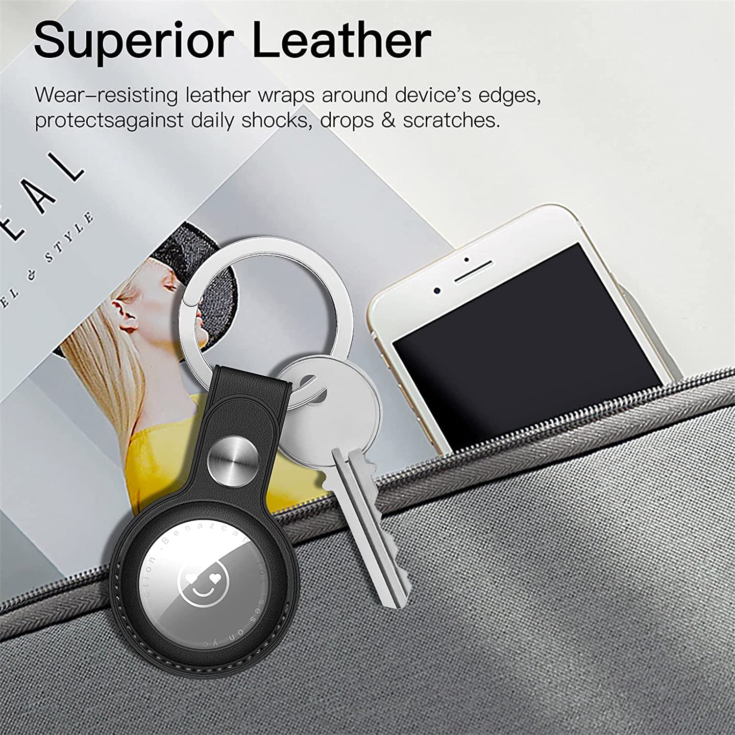 4 Pack PU Leather Case for Mini AirTags Key Finder (Locator Tracker)