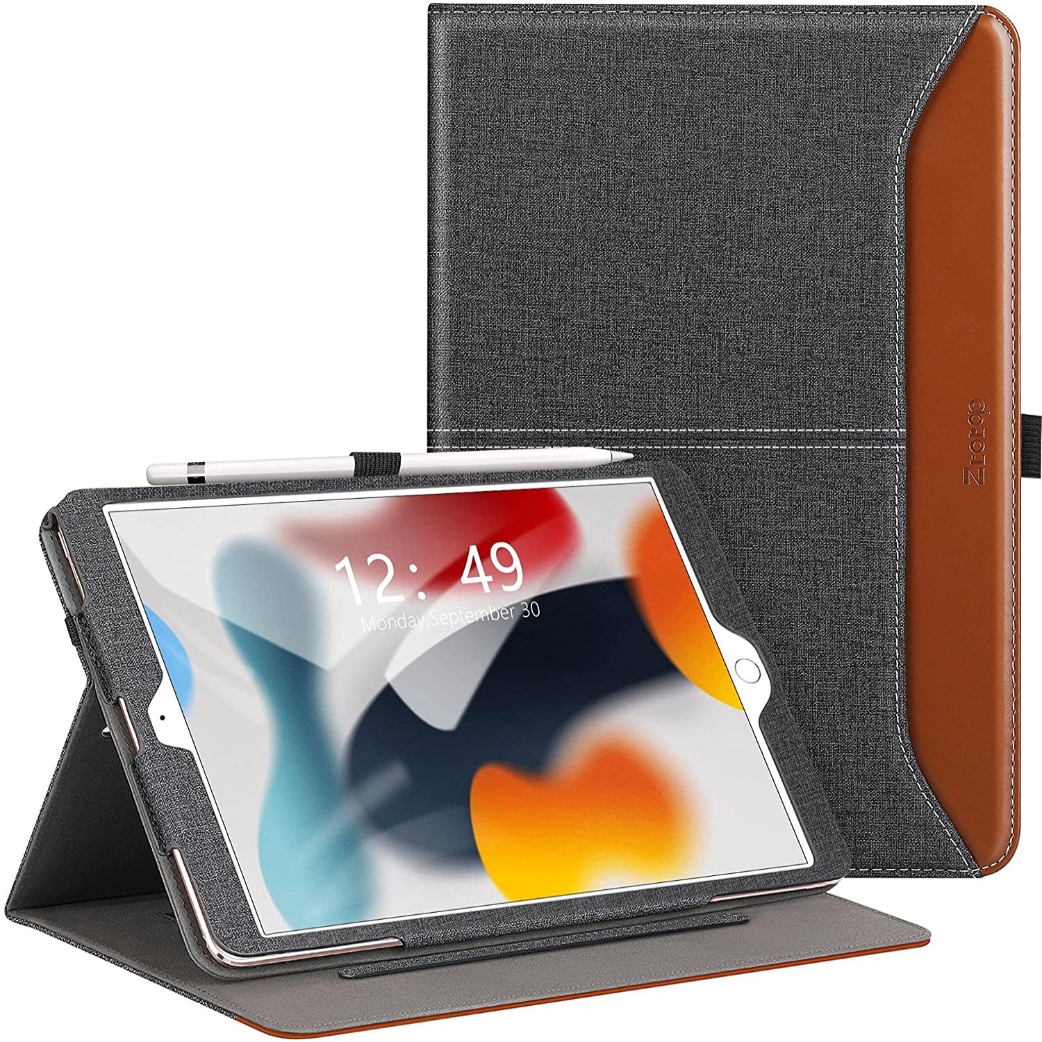 iPad 9th / 8th / 7th Generation 10.2-Inch (2021/2020/2019 Model, iPad 9/8/7), Premium Leather with Auto Wake/Sleep Function Case-Demin Black